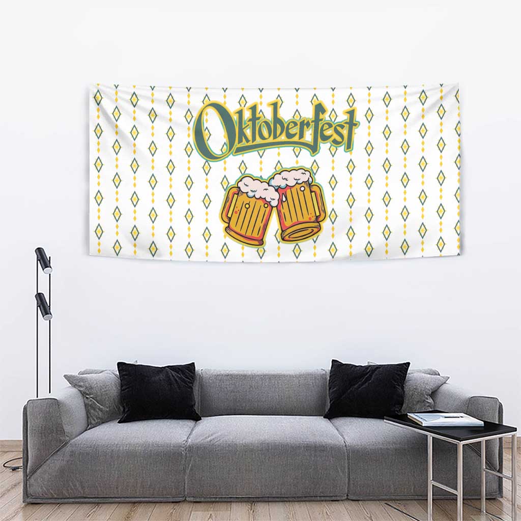 Oktoberfest Tapestry with Oktoberfest Beer Mug Illustration White Diamond - Wonder Print Shop