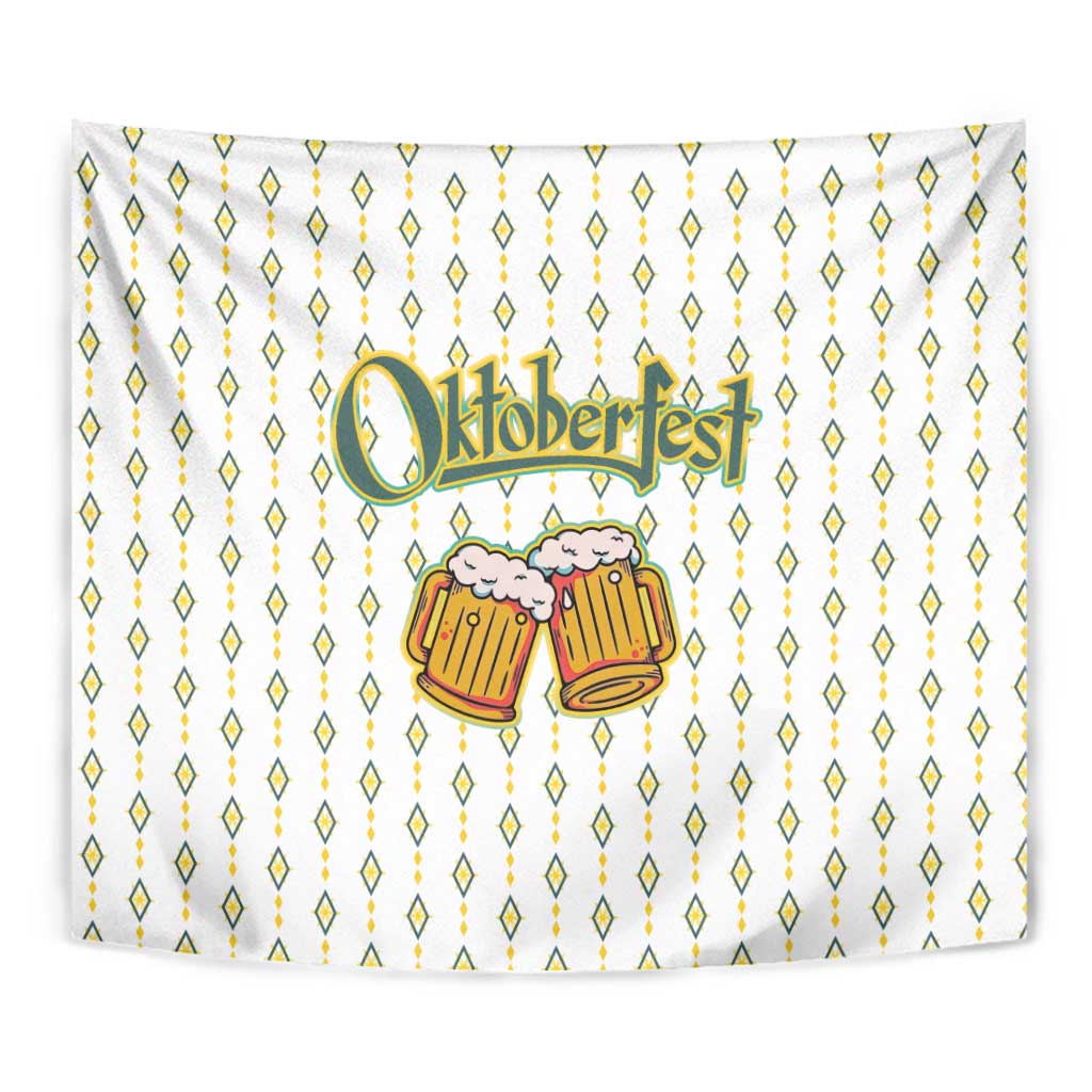 Oktoberfest Tapestry with Oktoberfest Beer Mug Illustration White Diamond - Wonder Print Shop