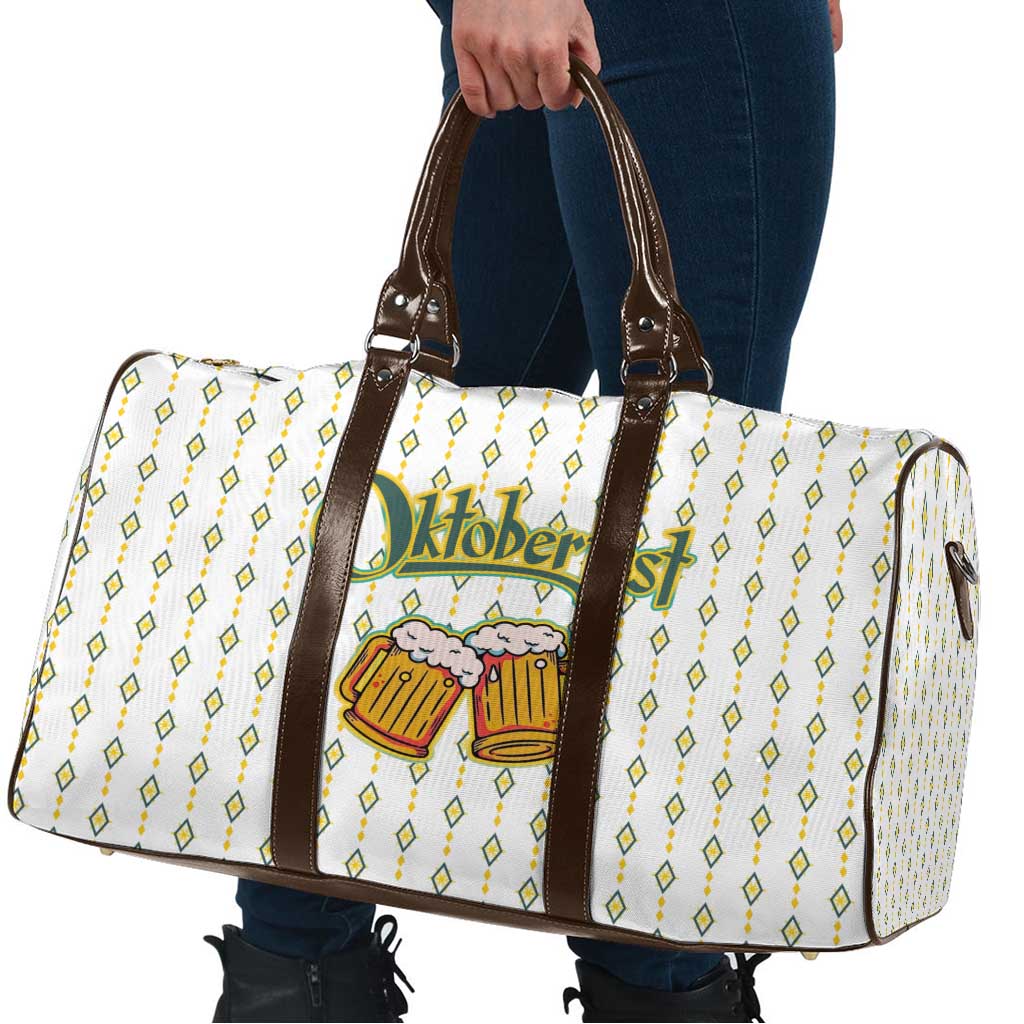 Oktoberfest Travel Bag with Oktoberfest Beer Mug Illustration White Diamond - Wonder Print Shop