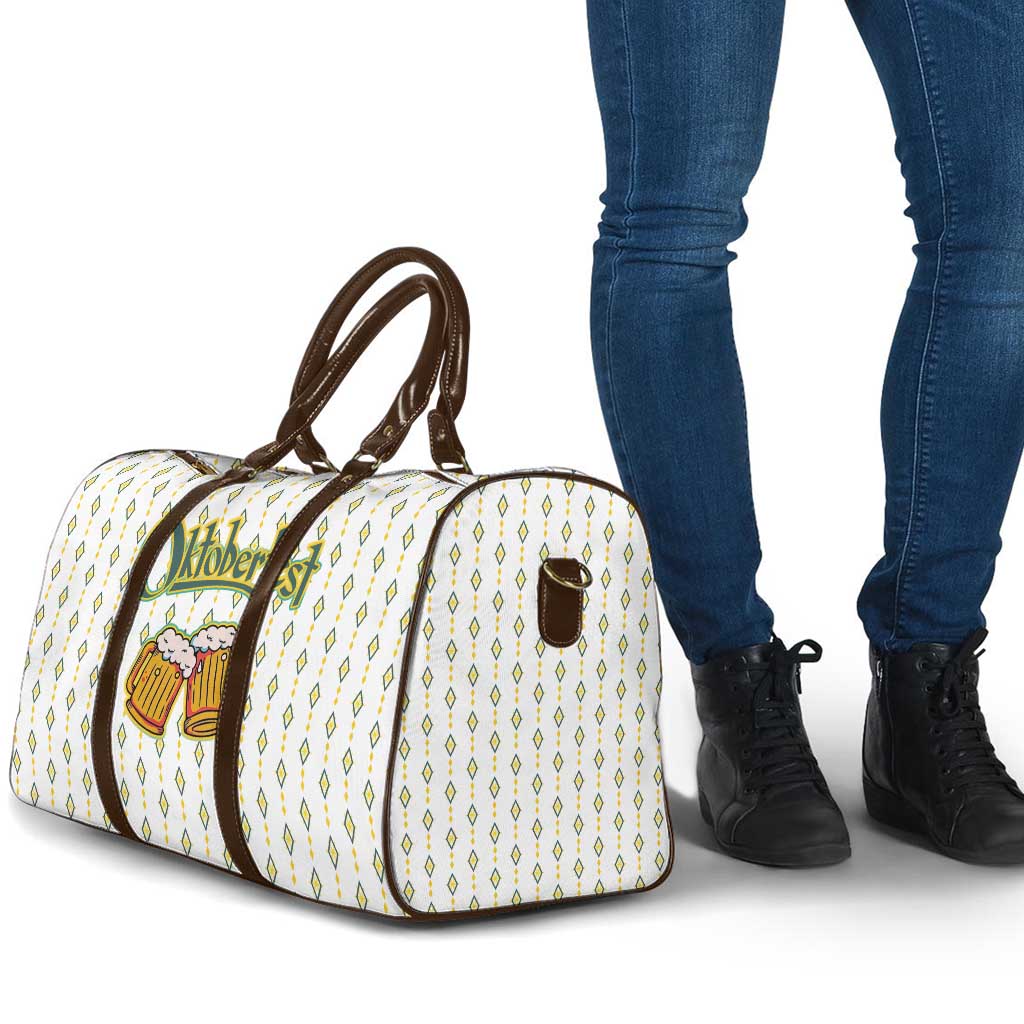 Oktoberfest Travel Bag with Oktoberfest Beer Mug Illustration White Diamond - Wonder Print Shop