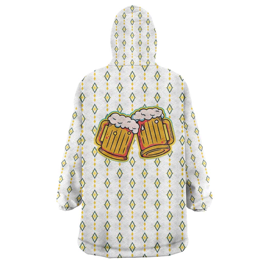 Oktoberfest Wearable Blanket Hoodie with Oktoberfest Beer Mug Illustration White Diamond - Wonder Print Shop
