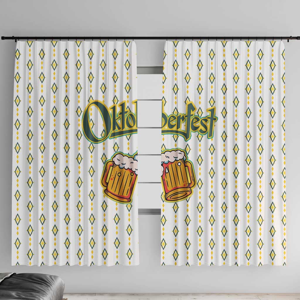 Oktoberfest Window Curtain with Oktoberfest Beer Mug Illustration White Diamond - Wonder Print Shop