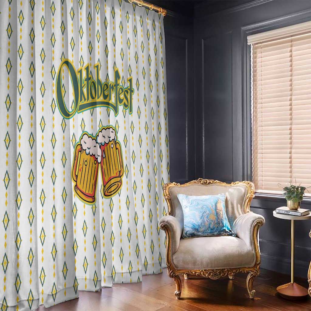 Oktoberfest Window Curtain with Oktoberfest Beer Mug Illustration White Diamond - Wonder Print Shop