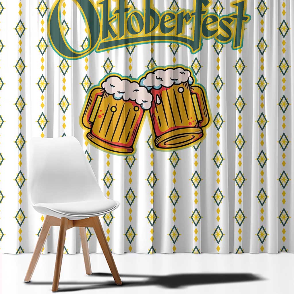 Oktoberfest Window Curtain with Oktoberfest Beer Mug Illustration White Diamond - Wonder Print Shop