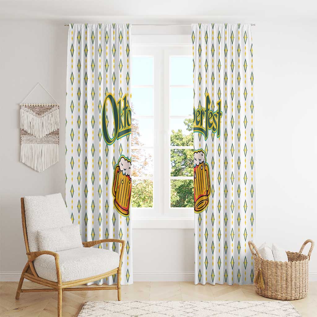 Oktoberfest Window Curtain with Oktoberfest Beer Mug Illustration White Diamond - Wonder Print Shop