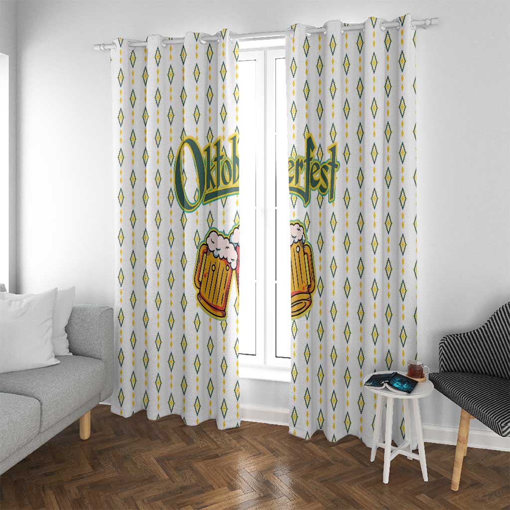 Oktoberfest Window Curtain with Oktoberfest Beer Mug Illustration White Diamond - Wonder Print Shop