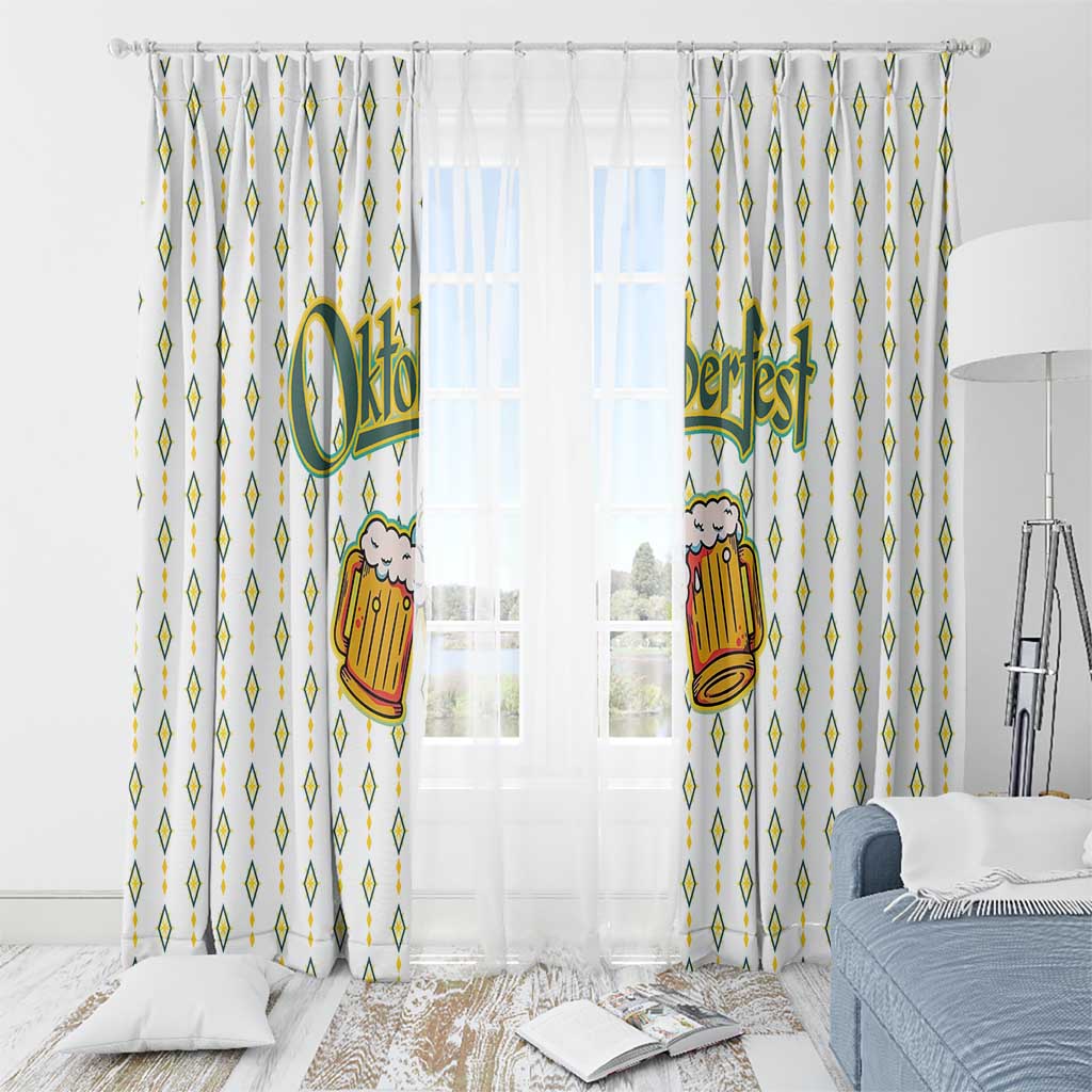 Oktoberfest Window Curtain with Oktoberfest Beer Mug Illustration White Diamond - Wonder Print Shop