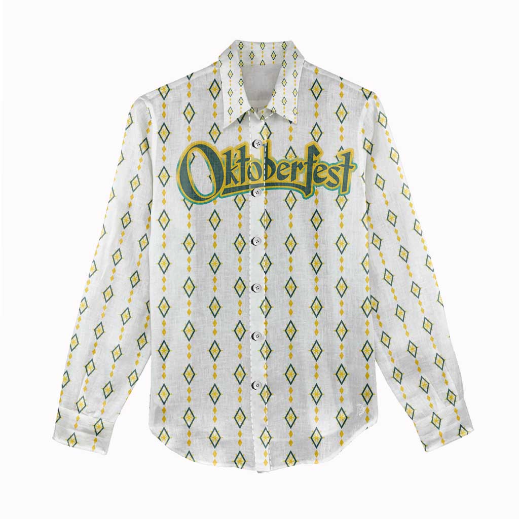 Oktoberfest Women Casual Shirt with Oktoberfest Beer Mug Illustration White Diamond - Wonder Print Shop