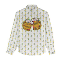 Oktoberfest Women Casual Shirt with Oktoberfest Beer Mug Illustration White Diamond - Wonder Print Shop
