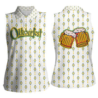 Oktoberfest Women Sleeveless Polo Shirt with Oktoberfest Beer Mug Illustration White Diamond - Wonder Print Shop