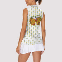 Oktoberfest Women Sleeveless Polo Shirt with Oktoberfest Beer Mug Illustration White Diamond - Wonder Print Shop