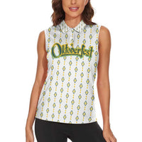 Oktoberfest Women Sleeveless Polo Shirt with Oktoberfest Beer Mug Illustration White Diamond - Wonder Print Shop
