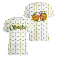 Oktoberfest Women V-Neck T-Shirt with Oktoberfest Beer Mug Illustration White Diamond - Wonder Print Shop