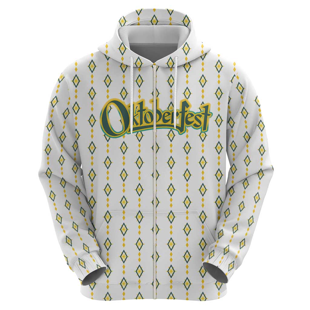 Oktoberfest Zip Hoodie with Oktoberfest Beer Mug Illustration White Diamond - Wonder Print Shop