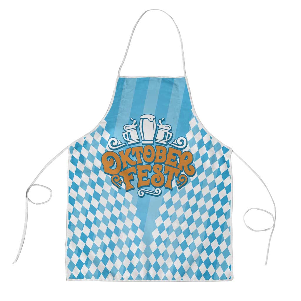 Oktoberfest Apron with Beer Glass Illustration Blue White Diamond - Wonder Print Shop