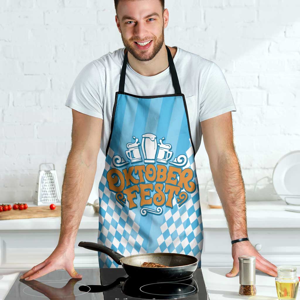 Oktoberfest Apron with Beer Glass Illustration Blue White Diamond - Wonder Print Shop