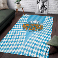 Oktoberfest Area Rug with Beer Glass Illustration Blue White Diamond - Wonder Print Shop