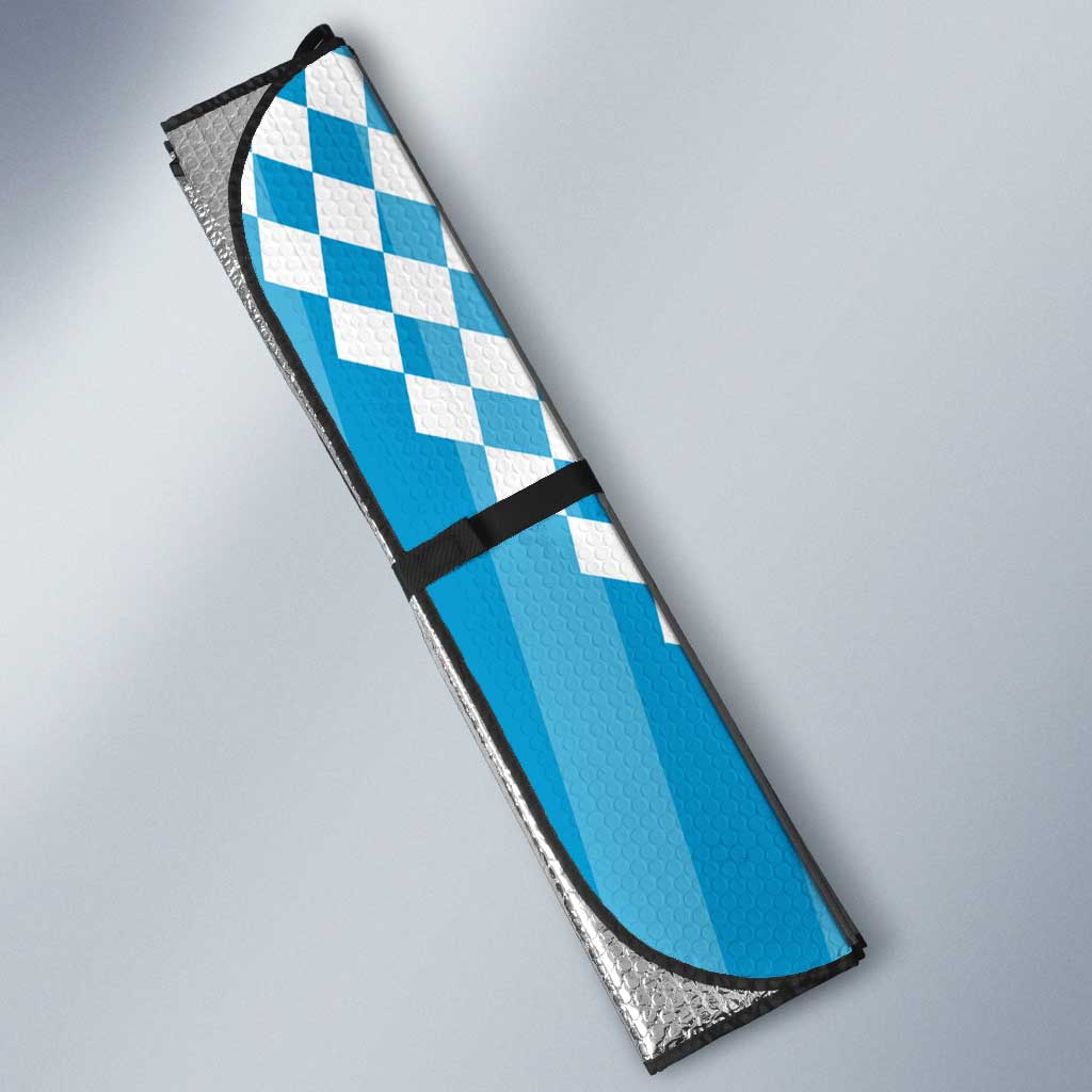 Oktoberfest Auto Sun Shade with Beer Glass Illustration Blue White Diamond - Wonder Print Shop