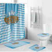 Oktoberfest Bathroom Set with Beer Glass Illustration Blue White Diamond - Wonder Print Shop