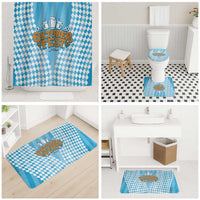 Oktoberfest Bathroom Set with Beer Glass Illustration Blue White Diamond - Wonder Print Shop