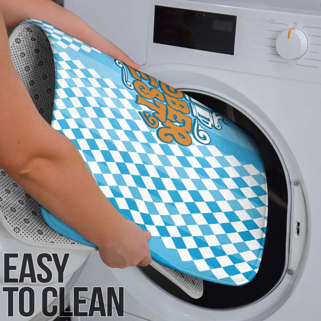 Oktoberfest Bathroom Set with Beer Glass Illustration Blue White Diamond - Wonder Print Shop