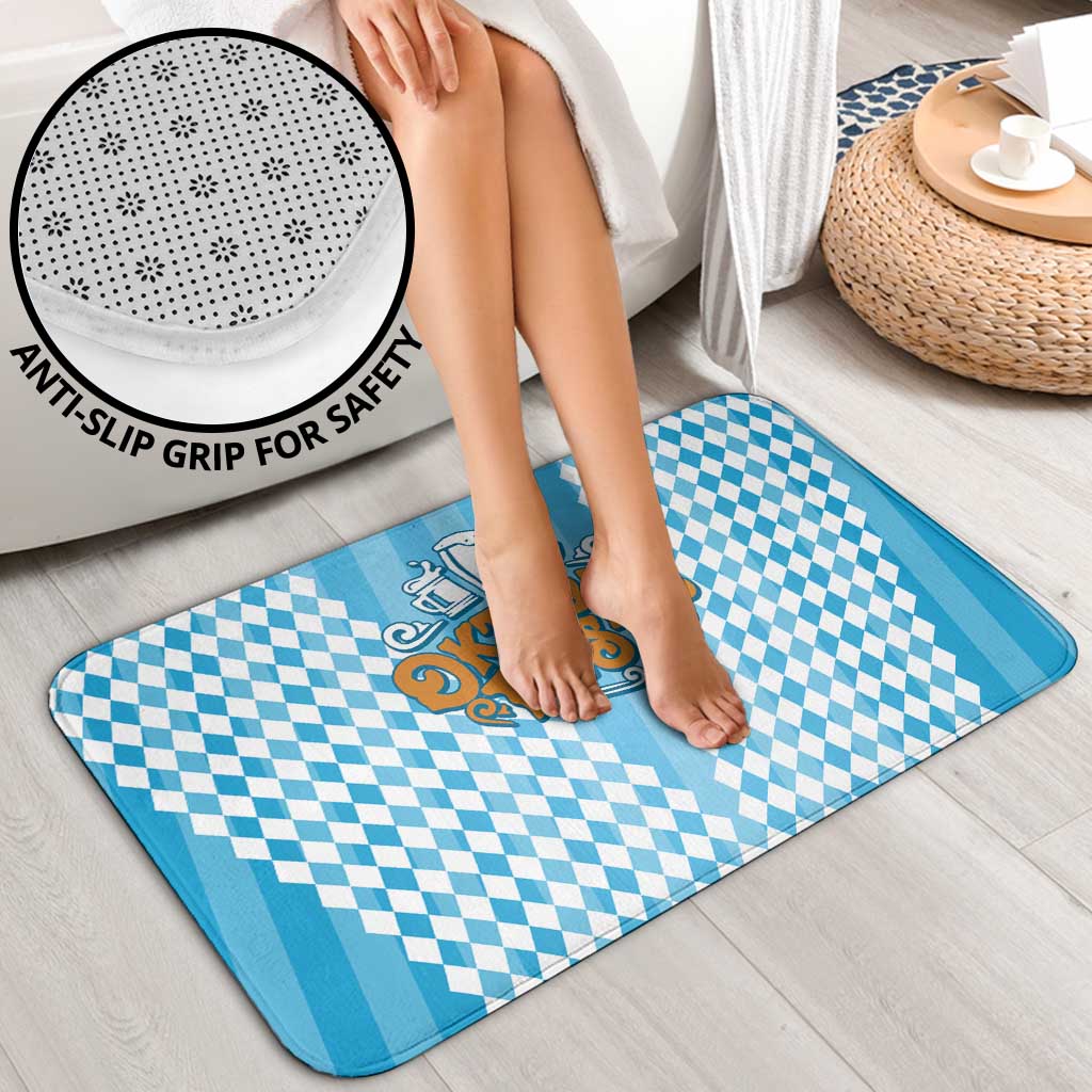 Oktoberfest Bathroom Set with Beer Glass Illustration Blue White Diamond - Wonder Print Shop