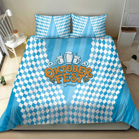 Oktoberfest Bedding Set with Beer Glass Illustration Blue White Diamond - Wonder Print Shop