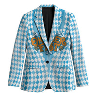 Oktoberfest Blazer with Beer Glass Illustration Blue White Diamond - Wonder Print Shop