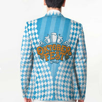 Oktoberfest Blazer with Beer Glass Illustration Blue White Diamond - Wonder Print Shop