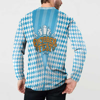Oktoberfest Button Sweatshirt with Beer Glass Illustration Blue White Diamond - Wonder Print Shop
