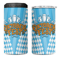 Oktoberfest 4 in 1 Can Cooler Tumbler with Beer Glass Illustration Blue White Diamond - Wonder Print Shop