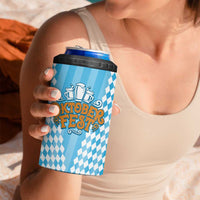 Oktoberfest 4 in 1 Can Cooler Tumbler with Beer Glass Illustration Blue White Diamond - Wonder Print Shop