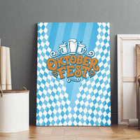 Oktoberfest Canvas Wall Art with Beer Glass Illustration Blue White Diamond - Wonder Print Shop