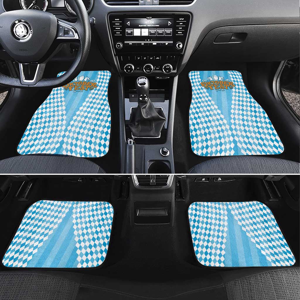Oktoberfest Car Mats with Beer Glass Illustration Blue White Diamond - Wonder Print Shop