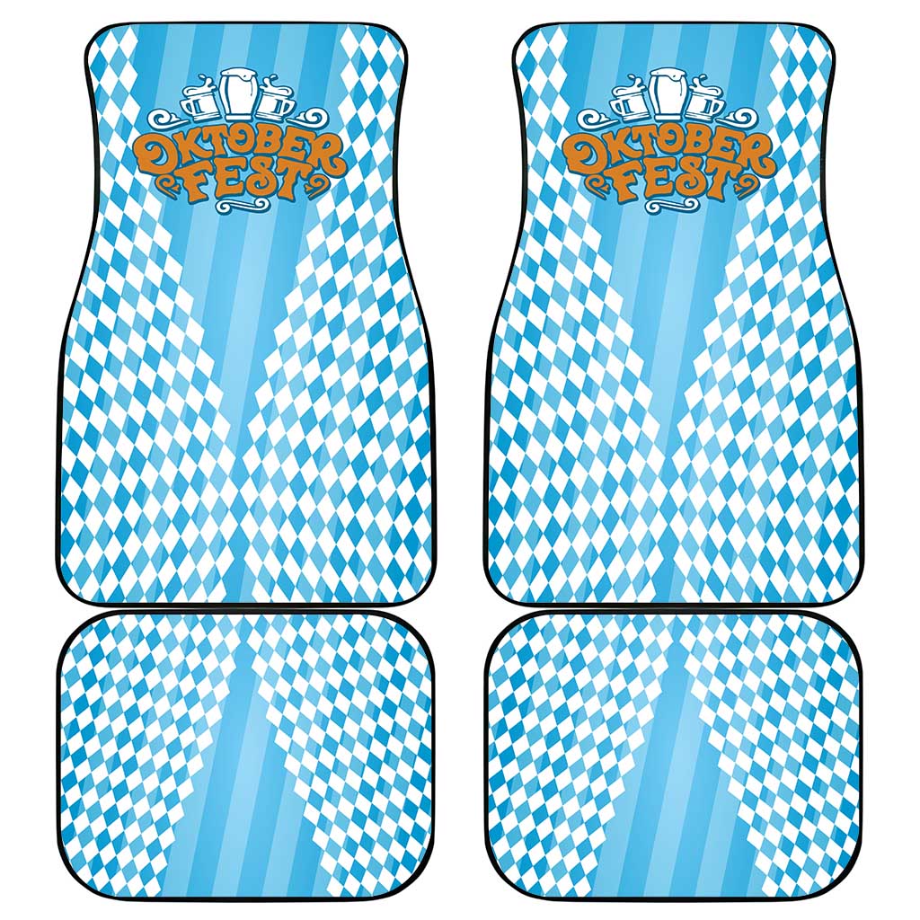 Oktoberfest Car Mats with Beer Glass Illustration Blue White Diamond - Wonder Print Shop