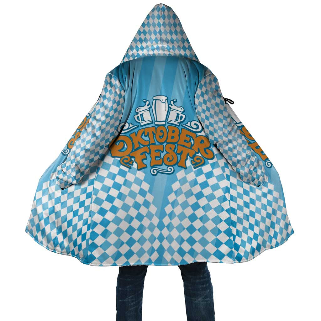 Oktoberfest Cloak with Beer Glass Illustration Blue White Diamond - Wonder Print Shop