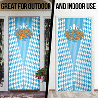 Oktoberfest Door Cover with Beer Glass Illustration Blue White Diamond - Wonder Print Shop