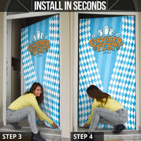 Oktoberfest Door Cover with Beer Glass Illustration Blue White Diamond - Wonder Print Shop