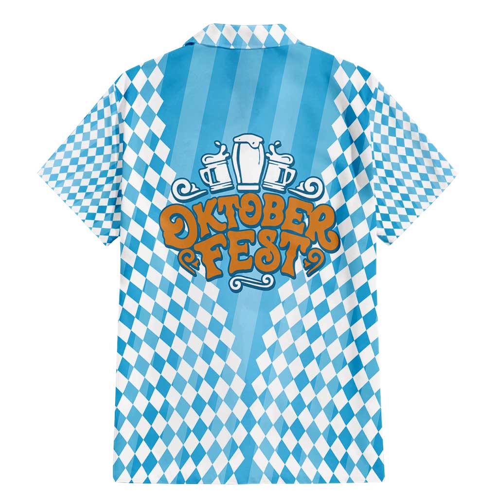 Oktoberfest Family Matching Mermaid Dress and Hawaiian Shirt with Beer Glass Illustration Blue White Diamond - Wonder Print Shop