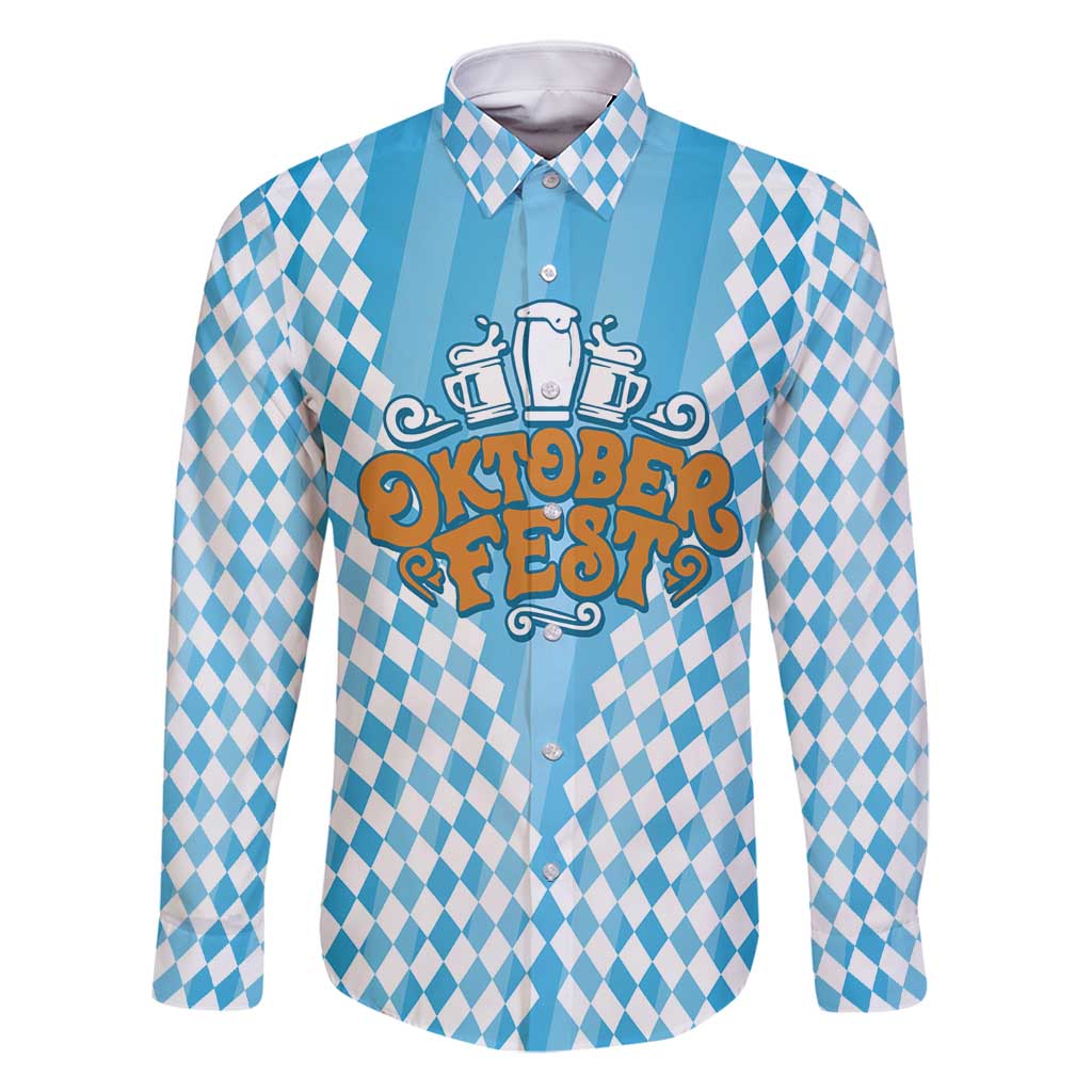 Oktoberfest Family Matching Mermaid Dress and Hawaiian Shirt with Beer Glass Illustration Blue White Diamond - Wonder Print Shop