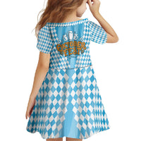 Oktoberfest Family Matching Short Sleeve Bodycon Dress and Hawaiian Shirt with Beer Glass Illustration Blue White Diamond - Wonder Print Shop