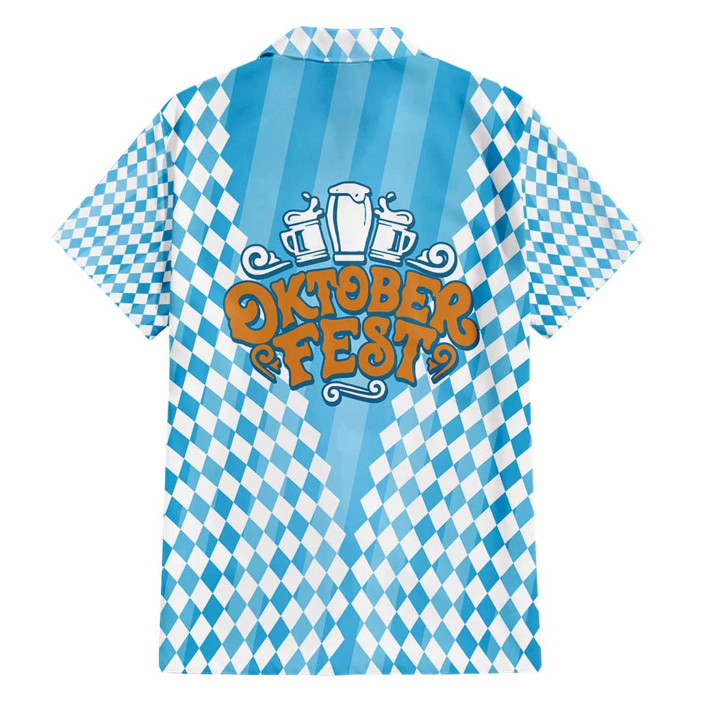 Oktoberfest Family Matching Short Sleeve Bodycon Dress and Hawaiian Shirt with Beer Glass Illustration Blue White Diamond - Wonder Print Shop