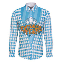 Oktoberfest Family Matching Short Sleeve Bodycon Dress and Hawaiian Shirt with Beer Glass Illustration Blue White Diamond - Wonder Print Shop