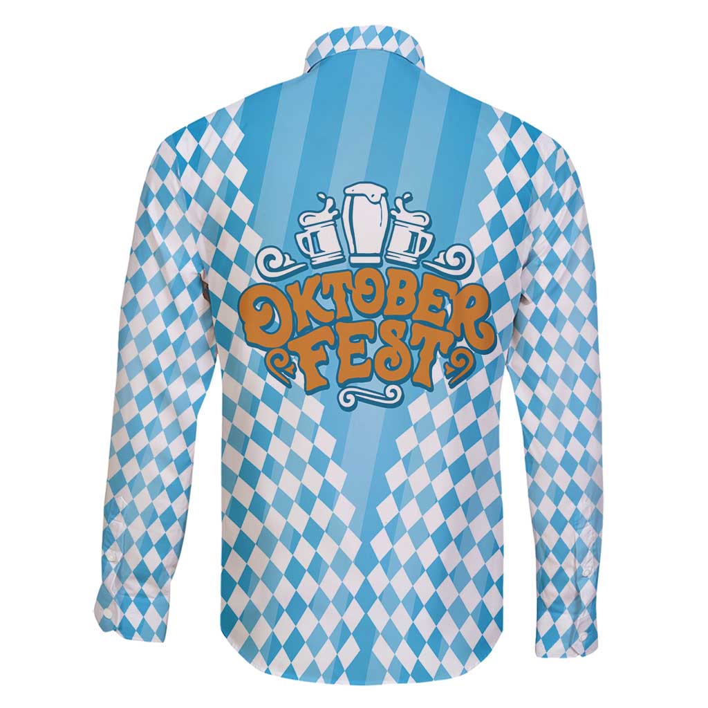 Oktoberfest Family Matching Summer Maxi Dress and Hawaiian Shirt with Beer Glass Illustration Blue White Diamond - Wonder Print Shop