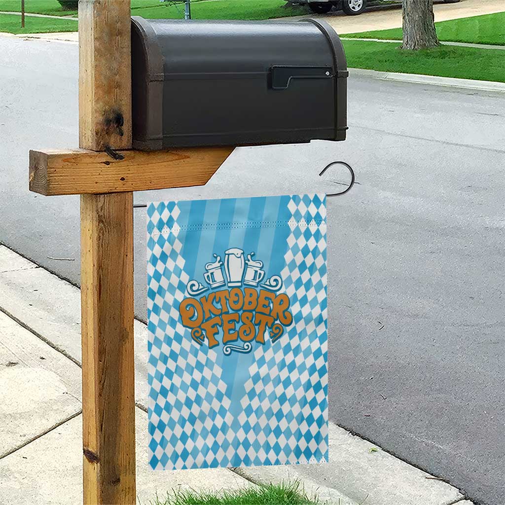 Oktoberfest Garden Flag with Beer Glass Illustration Blue White Diamond - Wonder Print Shop