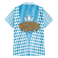 Oktoberfest Hawaiian Shirt with Beer Glass Illustration Blue White Diamond - Wonder Print Shop