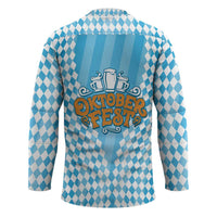 Oktoberfest Hockey Jersey with Beer Glass Illustration Blue White Diamond - Wonder Print Shop