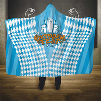 Oktoberfest Hooded Blanket with Beer Glass Illustration Blue White Diamond - Wonder Print Shop
