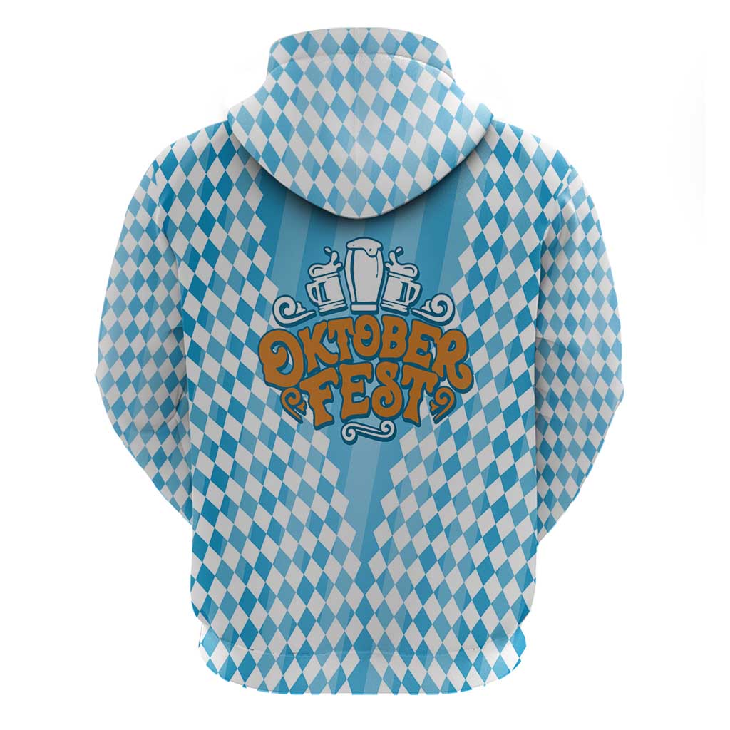 Oktoberfest Hoodie with Beer Glass Illustration Blue White Diamond - Wonder Print Shop