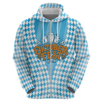 Oktoberfest Hoodie with Beer Glass Illustration Blue White Diamond - Wonder Print Shop